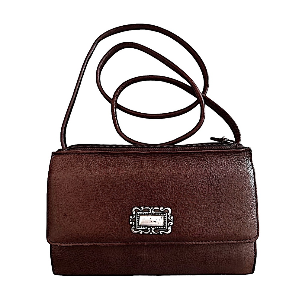 Fossil Brown Pebbled Leather Crossbody 
Wallet Messenger Bag Organizer Small